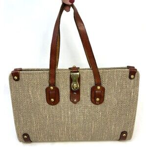 Gorgeous Vintage 60's 70's AIGNER Handbag Purse Tweed & Leather Handmade RARE
